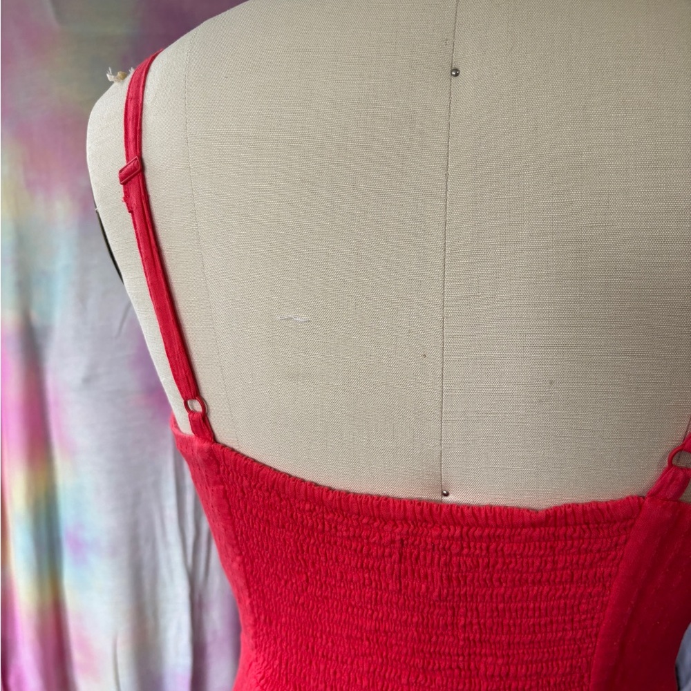GAP Watermelon Red Midi Dress Cottagecore Size 10 - Picture 4 of 7